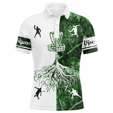 Load image into Gallery viewer, Mens disc golf polo shirts green camo custom name disc golf team shirt, disc golf gifts NQS6896