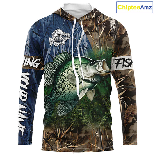 Crappie Fishing camo fishing team shirts, custom Performance Long Sleeve fishing shirts - NQS1260