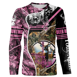 Deer Hunting Pink Camo Custom Name 3D All over print shirts, personalized hunting apparel NQS2896