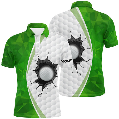 Green white golf ball pattern Mens golf polo shirts custom golf outfits men, green golf tops NQS7360