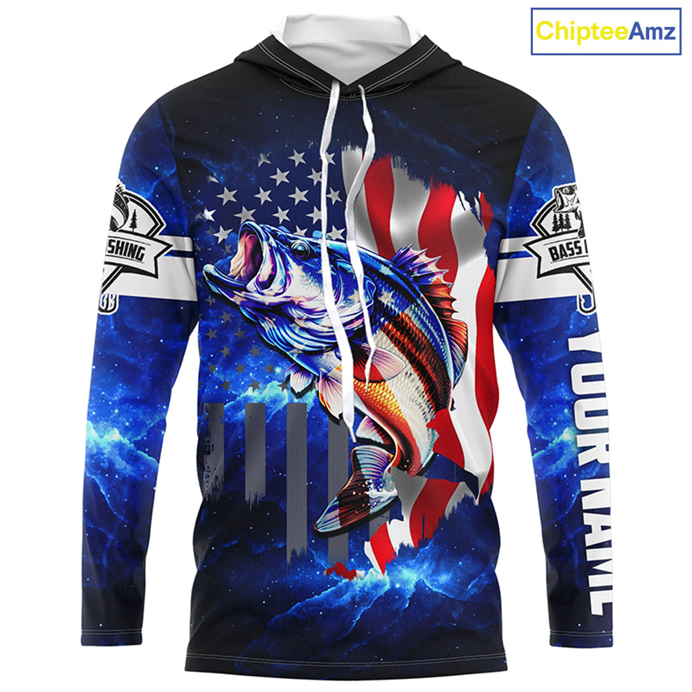 Bass Fishing 3D American Flag patriotic Customize Bass fishing jerseys - personalized fishing gift NQS387