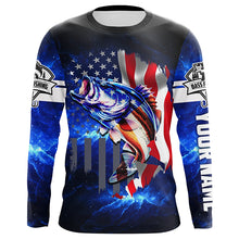 Load image into Gallery viewer, Bass Fishing 3D American Flag patriotic Customize Bass fishing jerseys - personalized fishing gift NQS387