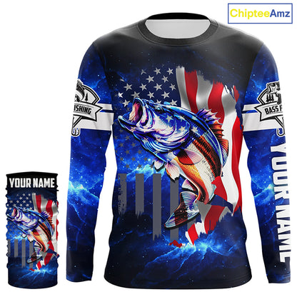 Bass Fishing 3D American Flag patriotic Customize Bass fishing jerseys - personalized fishing gift NQS387