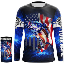 Load image into Gallery viewer, Bass Fishing 3D American Flag patriotic Customize Bass fishing jerseys - personalized fishing gift NQS387