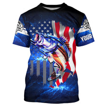 Load image into Gallery viewer, Bass Fishing 3D American Flag patriotic Customize Bass fishing jerseys - personalized fishing gift NQS387