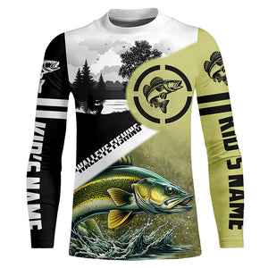 Walleye Fishing performance fishing shirt UV protection customized name long sleeves fishing apparel NQS1268