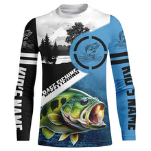 Load image into Gallery viewer, Largemouth Bass Fishing Blue performance fishing shirt custom name long sleeves NQS1269