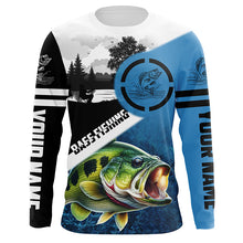 Load image into Gallery viewer, Largemouth Bass Fishing Blue performance fishing shirt custom name long sleeves NQS1269