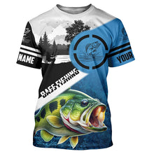 Load image into Gallery viewer, Largemouth Bass Fishing Blue performance fishing shirt custom name long sleeves NQS1269