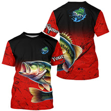 Load image into Gallery viewer, Largemouth Bass Fishing Custom red black long sleeve performance Fishing Shirt, Bass fishing jerseys NQS5071