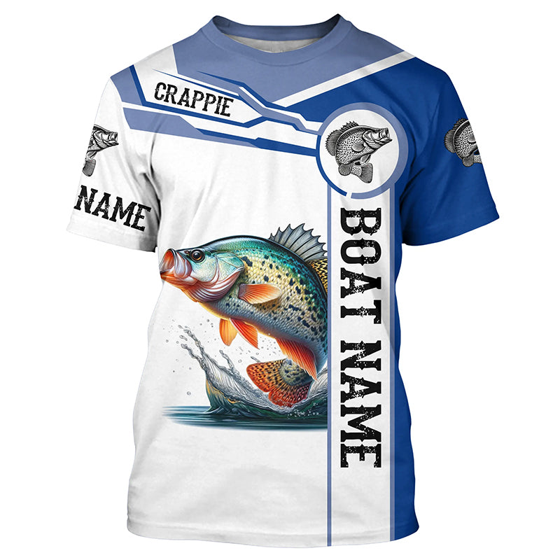 Crappie fishing UV protection Customize name and boat name crappie tournament shirts NQS3014