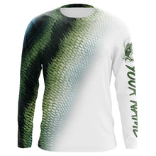 Load image into Gallery viewer, Bass Fishing green Scale Customize Name 3D performance fishing Shirts NQS1384