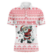 Load image into Gallery viewer, Funny ugly Christmas pattern golf shirt Mens golf polo shirt, Santa Golfer gifts NQS6513