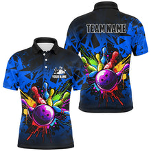 Load image into Gallery viewer, Colorful bowling jerseys Polo, 1/4 Zip Shirt for Men Custom Bowling Team shirts for bowler | Blue NQS8880