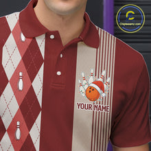 Load image into Gallery viewer, Retro Red argyle pattern Christmas Santa Bowling shirts For Men custom bowling team jerseys Outfits NQS10994