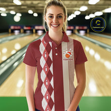 Load image into Gallery viewer, Retro Red argyle pattern Christmas Santa Bowling shirts For Women custom bowling team jerseys Outfits NQS10994