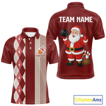 Load image into Gallery viewer, Retro Red argyle pattern Christmas Santa Bowling shirts For Men custom bowling team jerseys Outfits NQS10994