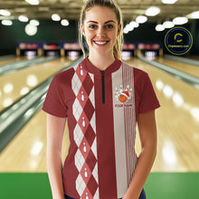 Load image into Gallery viewer, Retro Red argyle pattern Christmas Santa Bowling shirts For Women custom bowling team jerseys Outfits NQS10994