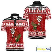 Load image into Gallery viewer, Funny Santa Golf Polo shirts For men Red ugly Christmas pattern Custom mens Christmas golf shirts NQS11000