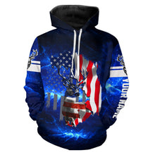 Load image into Gallery viewer, Deer hunting American flag patriotic blue 3d galaxy custom camo deer hunting shirts NQSD18