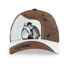 Load image into Gallery viewer, Brown and White golf ball skin Golfer hat custom golf sun hats for men, unique golf gifts NQS9326