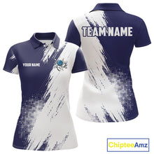 Load image into Gallery viewer, Custom Blue and White Strike Bowling Shirts Women Polo, 1/4 Zip Bowling Team Jerseys Bowling League NQS10826