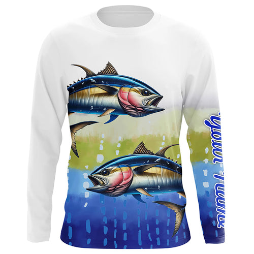 Tuna Fishing Customize Name Scales Long Sleeve Fishing Shirts, Personalized Tuna Fishing Gift NQS262