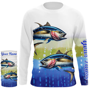 Tuna Fishing Customize Name Scales Long Sleeve Fishing Shirts, Personalized Tuna Fishing Gift NQS262