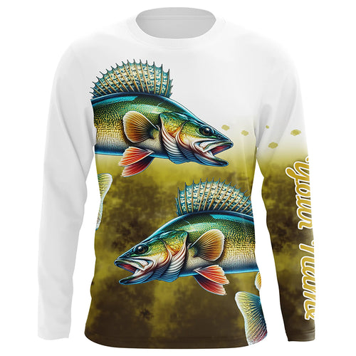 Walleye Fishing Yellow scales Customize Name 3D All Over Printed Shirts, Personalized Fishing Gifts NQS264