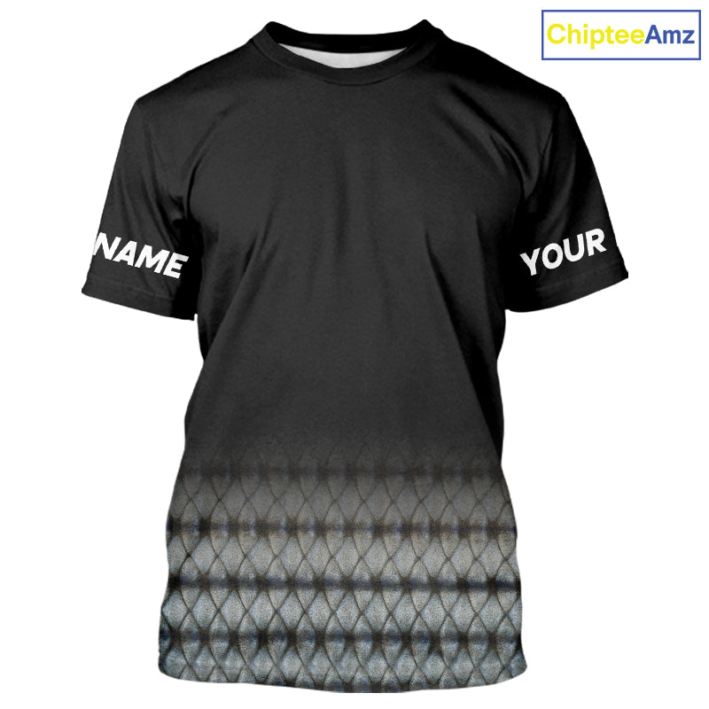 Striped Bass scales fishing Custom black long sleeve Fishing Shirt, Striper Fishing jerseys NQS10083