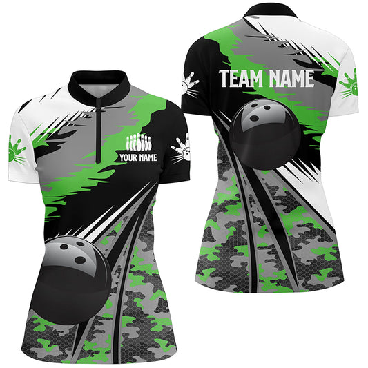 Custom bowling shirt for women – personalized team jersey front view