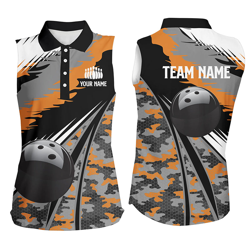 Custom sleeveless bowling shirt for women – personalized team jersey front view