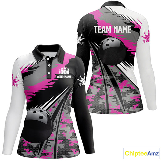 black personalized bowling shirt for women – custom name design side view