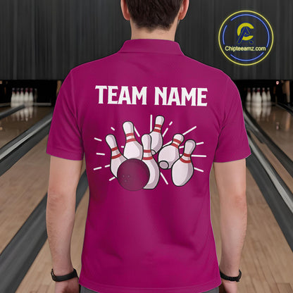 Retro Pink argyle pattern Bowling shirts For Men custom bowling team jerseys Bowler Outfits NQS10403