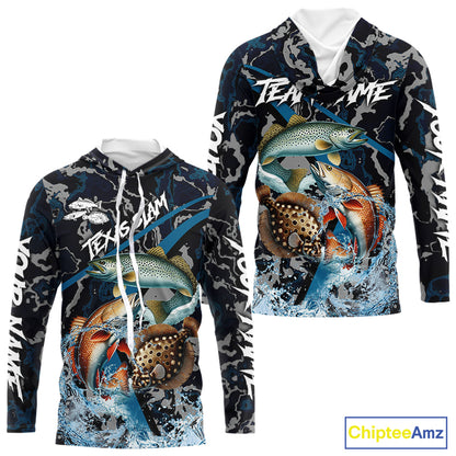Texas Slam Fishing Camo Long Sleeve Fishing Shirts, Personalized Inshore Slam Fishing Team Jersey NQS10845