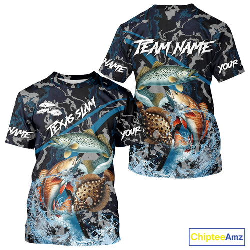 Texas Slam Fishing Camo Long Sleeve Fishing Shirts, Personalized Inshore Slam Fishing Team Jersey NQS10845