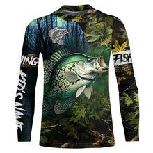 Load image into Gallery viewer, Crappie Fishing green camo Custom name Performance Long Sleeve UV protection fishing shirts for men NQSD92