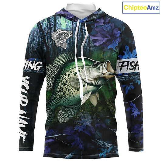 Crappie Fishing blue camo fishing team crappie Custom name Long Sleeve UV protection fishing shirts NQSD93
