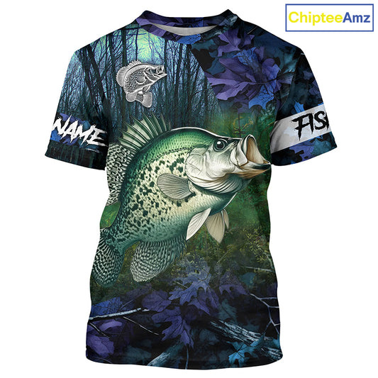 Crappie Fishing blue camo fishing team crappie Custom name Long Sleeve UV protection fishing shirts NQSD93
