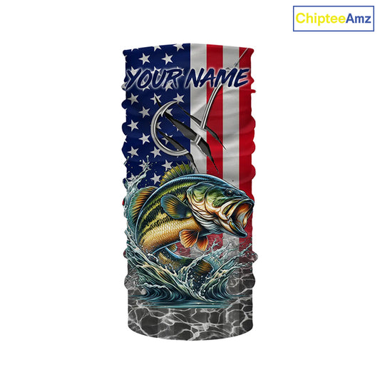 American Flag Bass Fish hook Custom long sleeve performance Fishing Shirts, Bass Fishing jerseys NQS5690