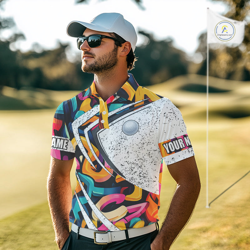 Mens golf polo shirts colorful pattern custom team golf shirts, golf tops for men NQS10088