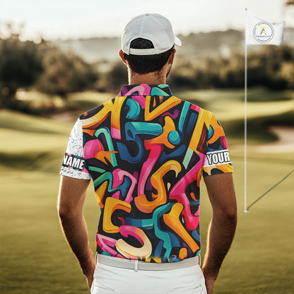 Mens golf polo shirts colorful pattern custom team golf shirts, golf tops for men NQS10088