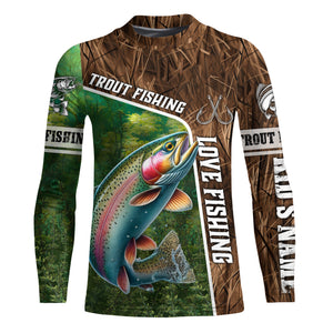 Personalized Rainbow trout Fishing Shirts, Love Fishing Camo fish on 3D All Over Printed Shirts NQS5902