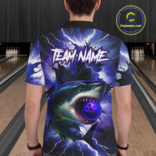 Load image into Gallery viewer, Purple Lightning thunder Shark Bowling Shirts for Men Custom Team Shark Bowling League Jersey NQS10418