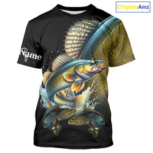 Load image into Gallery viewer, Walleye fishing yellow scales Custom walleye fishing shirts tournament fishing jerseys NQS11031