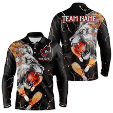 Load image into Gallery viewer, Flame Lion Bowling Lightning Thunder Custom Bowling Shirts For Men, Lion Bowling Team Shirt For Bowler NQS9148