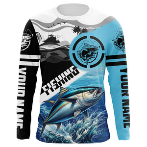 Tuna Fishing blue saltwater custom UV protection fishing apparel, Tuna tournament fishing jerseys NQS1421