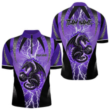 Load image into Gallery viewer, Black and Purple Thunder Lightning Dragon Bowling Team Shirts For Men Custom Bowling Uniform NQS9662