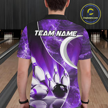 Load image into Gallery viewer, Purple Light pattern Bowling Polo, Quarter Zip shirts for men Custom Bowling Team League Jerseys NQS9948