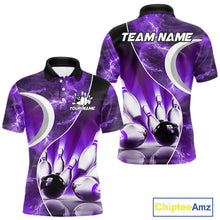 Load image into Gallery viewer, Purple Light pattern Bowling Polo, Quarter Zip shirts for men Custom Bowling Team League Jerseys NQS9948